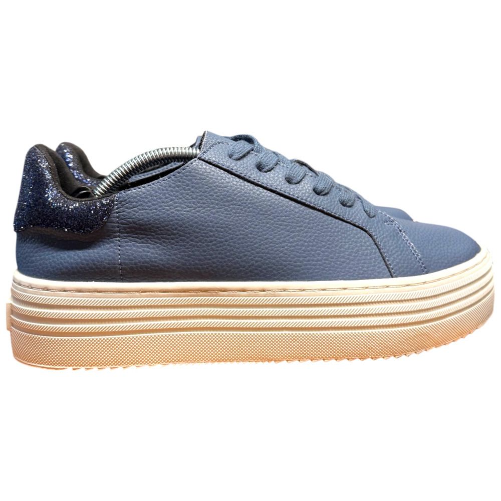 JOY Performance Women 8.5 Comfort Leather Sneakers Navy Denim Podiatric
